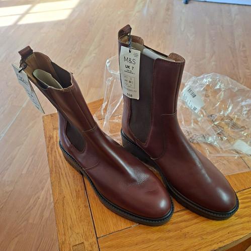 Mens brown leather chelsea - m&s,