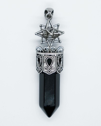 Pendant merkaba wand obsidian - pendant,