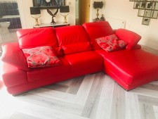 RED LEATHER LOUNGER SOFA 3