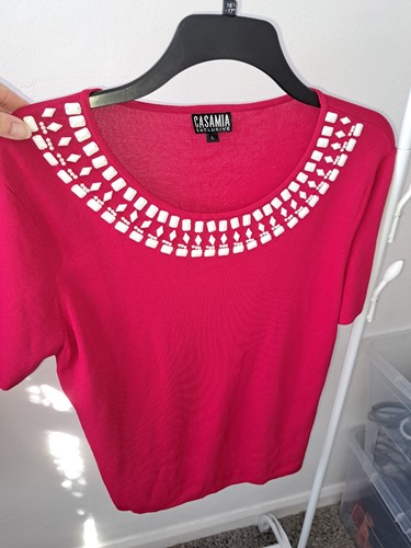 Cerise pink short sleeve top - short,