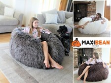 Large Faux Long Fur Bean Bag