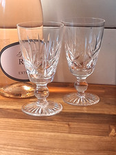 2 Stuart Crystal Glengarry Champagne Flutes Wine Glasses Signed 5" tall