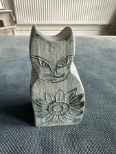 Carn Pottery Cat with Flowers Figurine Ornament