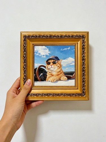 Ginger cat driving convertible - ginger,