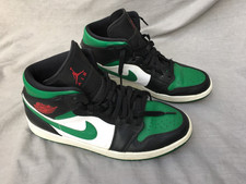 Men's Trainers Nike Air Jordan 1 Retro Mid Low in Green And White Size 8 UK