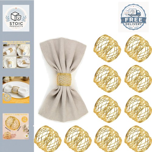Alloy napkin rings 12pcs gold - alloy,