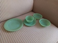 Assorted Collection Anchor Hocking Fire King Jadeite Cup Saucer Bowls Plate