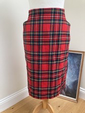 Vintage St Michael M&S Women's Pure Wool Red Tartan Plaid Lined Skirt Size 18