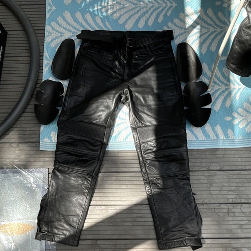 Leather motorcycle jeans - jeans, 32