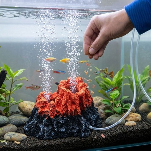 Resin aquarium volcano - resin,