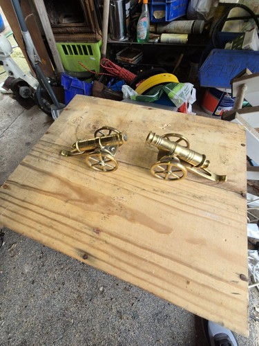 Vintage brass cannons - vintage,