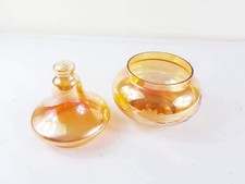 Orange floral Glass Sweet Jar Large Lidded Vintage Candy Storage Wedding Party