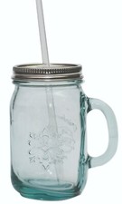Drinking Jar with Handle Lid SAN MIGUEL Drinking Jar 450ml 100% Recycled Glass