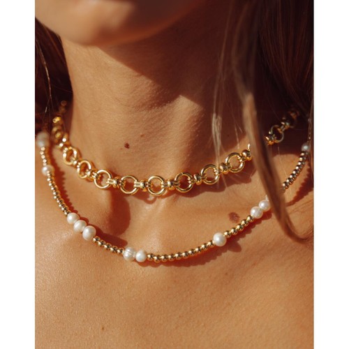 Ladies necklace gold plated - ladies,