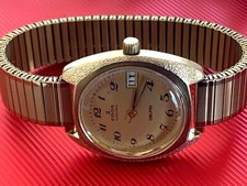 EDOX Delfin automatic gents retro wrist watch gold plated made in switzerland