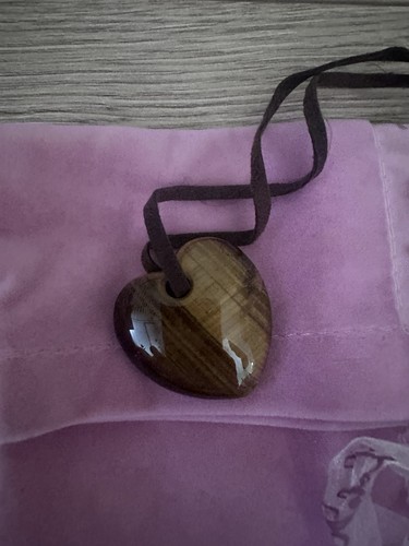 Heart brown stone pendant - stone,