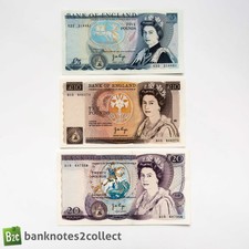 ENGLAND: Set of 3 English Pound Banknotes. Page.
