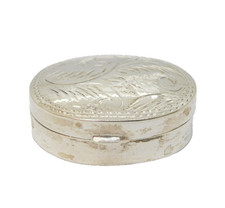 Sterling Silver Floral Pattern Pill Box Vintage 1992 London