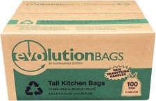 **NEW** Evolution Trash Bag Tall Kitchen DRAWSTRING, 100 bags/box, made with ...