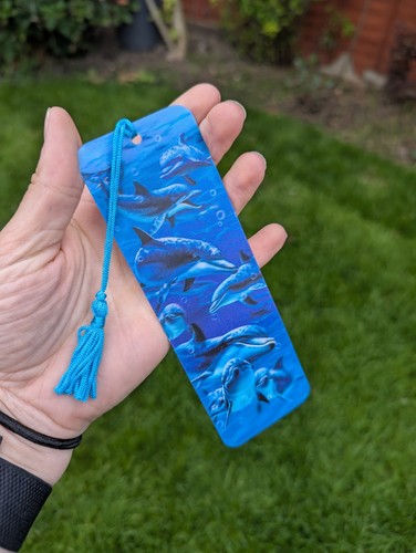 Blue bookmark dolphins with - blue,