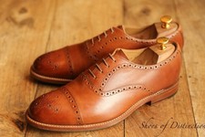 Grenson Tan Brown Leather Oxford Brogue Shoes UK 8.5 F US 9.5 EU 42.5