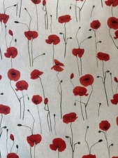Red Poppy Printed Cotton Linen