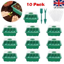10PCS 12 Holes Seed Starter Trays Grow Trays Plant Germination Box Lid Mini Kit