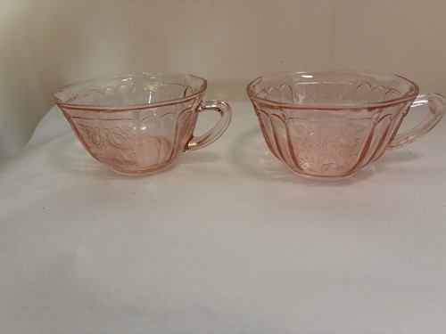 Pink glass tea cups vintage - tea,