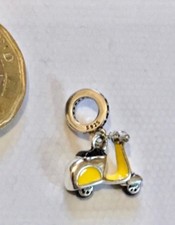 High Quality Yellow Scooter motorbike Charm Hallmarked S925 comes in velvet bag