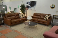 Brown Leather Sofas BELLA 2 Piece Suite Large 3 Seater Set Italian Leather