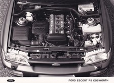 FORD ESCORT RS COSWORTH, ENGINE BAY OVERVIEW, PERIOD PHOTOGRAPH.