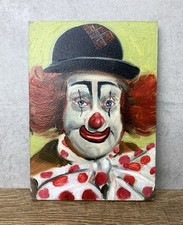 Vintage Circus Clown Oil Painting On Board Circus Art