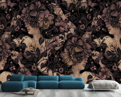 Vintage floral women fireflies - floral,