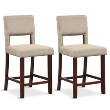 Set of 2 Bar Stools Linen