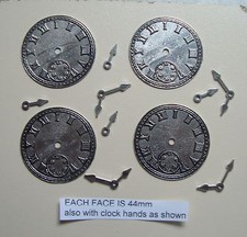 4 STEAMPUNK  COGS AND GEARS TIBETAN SILVER CLOCK/WATCH FACES 44mm WITH HANDS