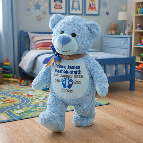 Personalised blue teddy bear - personalised,