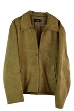 PETER WORTH Beige Leather Bomber Jacket size 3 Mens Full Zip Casual Outdoors