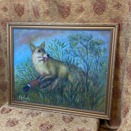Original oil painting fox - original,