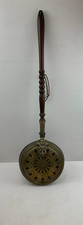 Antique Brass and Wood Victorian Bed Warmer Long Handle Decor