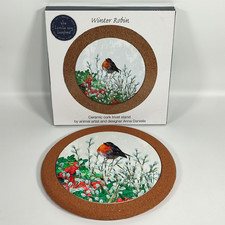Anna Danielle Winter Robin Trivet Stand Ceramic Cork The Little Dog Laughed New