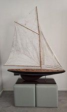 Vintage Large Wood Model Yacht