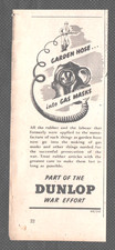 DUNLOP RUBBER  garden hose into gas masks :- WWII Original Vintage 1944 Advert