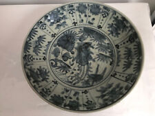 A Chinese Ming Dynasty Swatow Blue and White Porcelain Charger - 34.5 cm wide