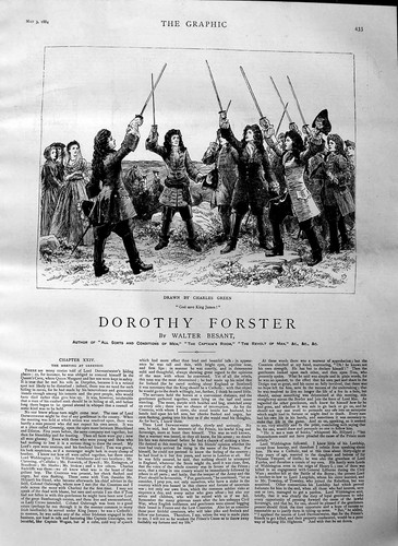 Original old antique print - old,