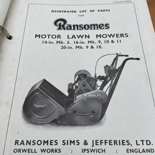 Ransomes Motor lawn mower 14/16 inch mk3 ,Mk 9,10,11- Mk 9/10-20 inch manual 