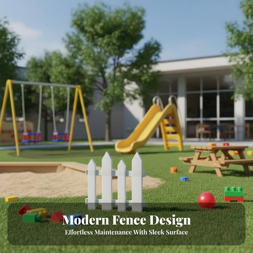 White plastic picket fence - white,