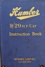 Original hardback 1927 HUMBER 9/20 H.P. car Instruction book