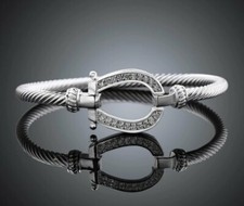 Silver Horseshoe Cuff Bangle