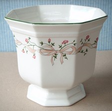 Johnson Brothers Eternal Beau Plant Pot Holder/Vase, Octagonal White Floral, VGC