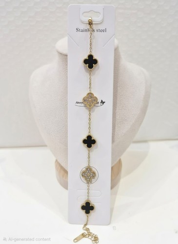 Black and gold plated clover - black, gold-plated